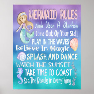 Mermaid Rules Wall Art - Poster 16x20