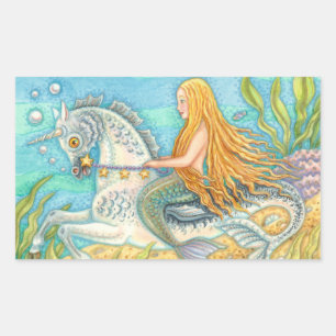 Mermaid & Sea Stallion, STICKERS UNICORN MERHORSE