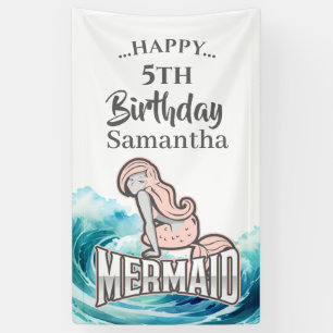 MERMAID Surf thème rose Bannière