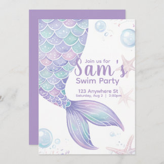 Mermaid Swim Invitation de fête d'anniversaire