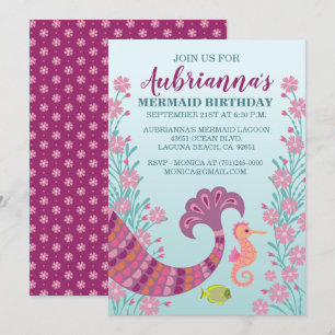 Mermaid Tail Girl Anniversaire Fête Invitation