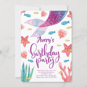 Mermaid Tail Invitation Anniversaire
