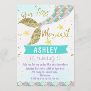 mermaid Tail invitation d'anniversaire