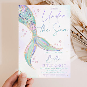 Mermaid Tail Invitation d'anniversaire, sous la me