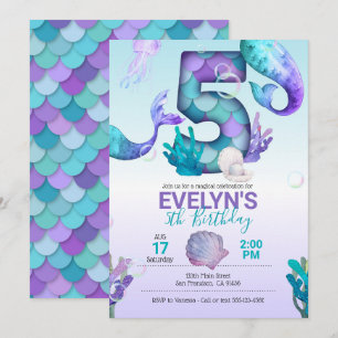 Mermaid Tail Mermaid Invitation pour le 5e anniver