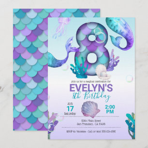 Mermaid Tail Mermaid Invitation pour le 8e anniver