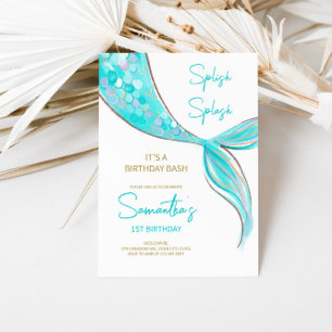 Mermaid Tail Thème Anniversaire Invitation