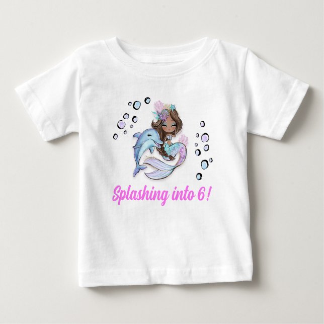 Mermaid Thème 6ème anniversaire T-shirt enfant (Devant)