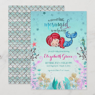 Mermaid Thème Baby shower Invitation