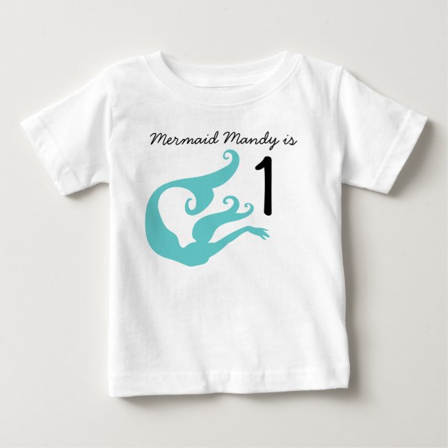 Mermaid Tshirt personnalisable 1er anniversaire (Devant)