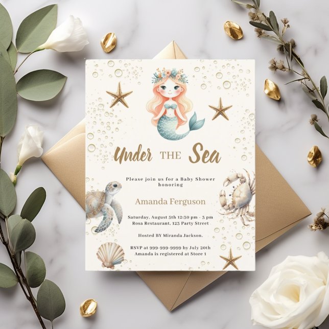Mermaid Under the sea Baby Shower invitation (Créateur téléchargé)