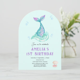 Mermaid Under the sea turquoise invitation d'anniv