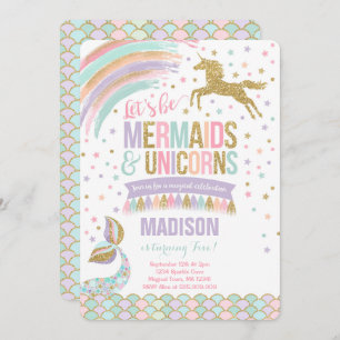 Mermaid & Unicorn Birthday Invitation Magazine Par