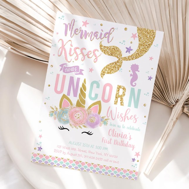 Mermaid Unicorn Girl Birthday Invitation (Créateur téléchargé)