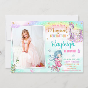 Mermaid Unicorn invitation anniversaire Fête magiq