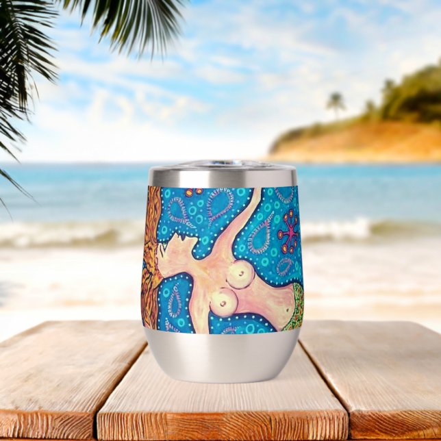 Mermaid Wine Tumbler Water Bottle (Plage (pivotée))