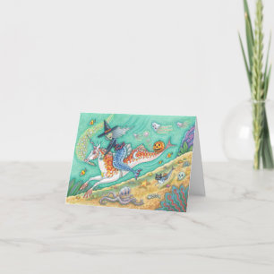 MERMAID WITCH, HALLOWEEN MERHORSE CARTE DE REMARQU