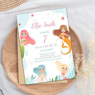 Mermaids Anniversaire sous la mer Invitations
