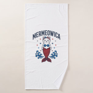Mermeowica Chat Mermaid Patriotique Design de T-Sh