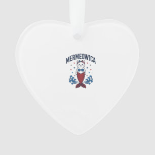 Mermeowica Chat Mermaid Patriotique Design de T-sh