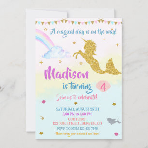Mermicorn invitation anniversaire Fille Fête magiq
