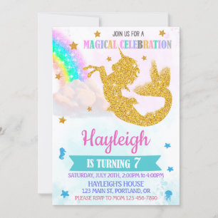 Mermicorn invitation anniversaire fille licorne ma