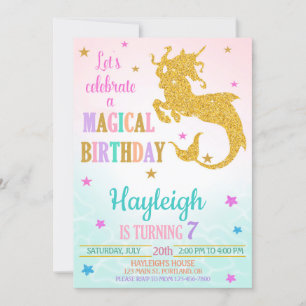 Mermicorn invitation anniversaire Mericorn invitat