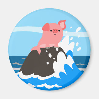 Merpig de caricature mignonne sur un aimant de roc