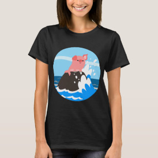 Merpig en caricature mignonne sur un T-shirt femme