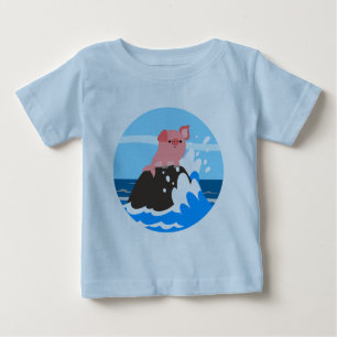 Merpig en caricature sur un T-shirt Rock Baby