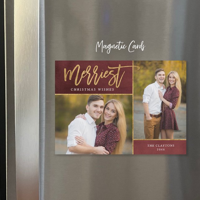 Merriest Faux Foil 2 Photo Carte de Noël magnétiqu (Créateur téléchargé)