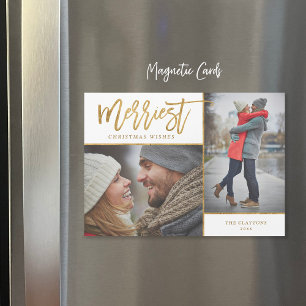 Merriest Faux Foil 2 Photo Carte de Noël magnétiqu