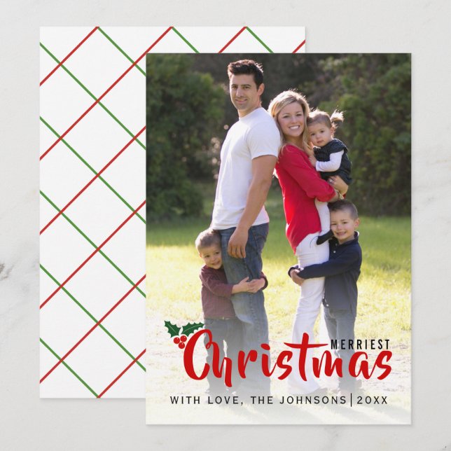 Merriest Noël saint baie simple carte photo (Devant / Derrière)