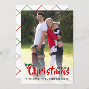 Merriest Noël saint baie simple carte photo