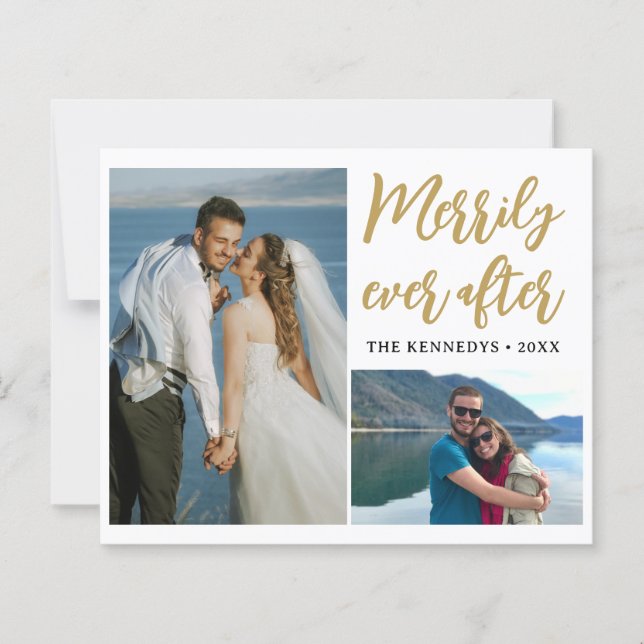 Merrily Jamais après 2 Mariage photo Faire-part (Devant)