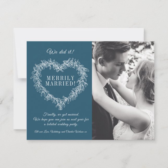 Merrily marié bleu mistletoe coeur Noël (Devant)