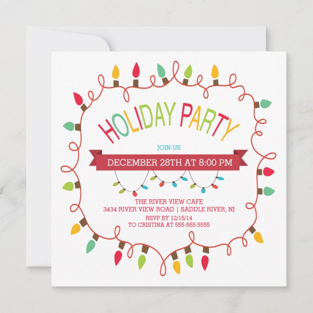 Merry & Bright Christmas Lights Invitation de vaca (Devant)