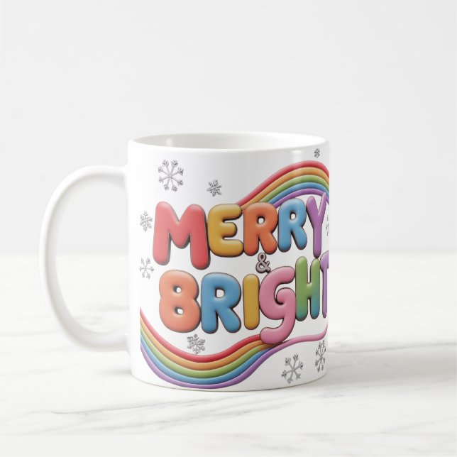 Merry & Bright Classic Christmas Mug (Gauche)