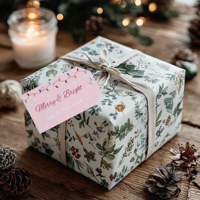 Merry & Bright | Étiquette de cadeau de Noël éléga (Créateur téléchargé)