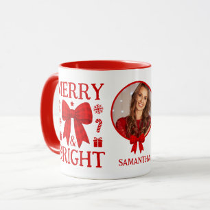 Merry & Bright Rouge à carreaux Noël Photo Mug