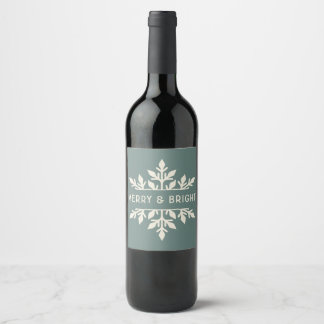 Merry & Bright Snowflake Wine Étiquette | Épinette