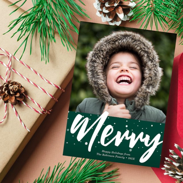 MERRY | carte de vacances avec lettrage blanc (Créateur téléchargé)