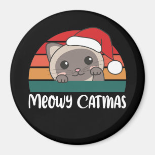 Merry Catmas Funny Chat de Noël Pun Magnet