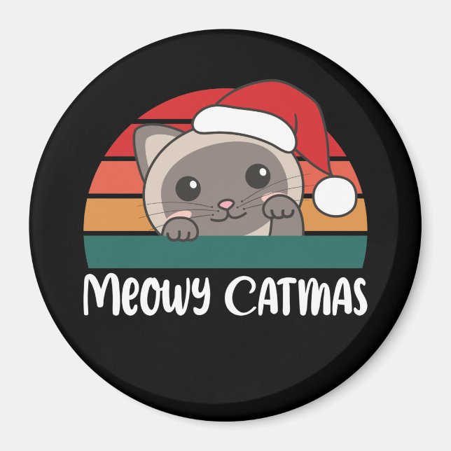 Merry Catmas Funny Chat de Noël Pun Magnet (Devant)