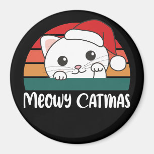 Merry Catmas Funny Chat de Noël Pun Magnet