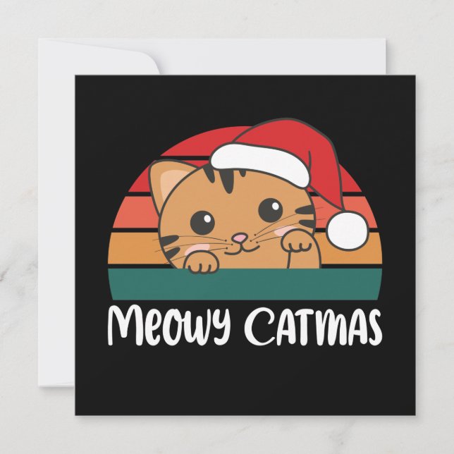 Merry Catmas Funny Chat Noël Pun Invitation (Devant)