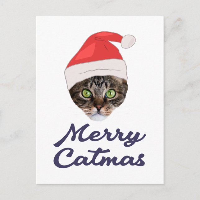 Merry Catmas, Noël Chat Santa hat Invitation (Devant)