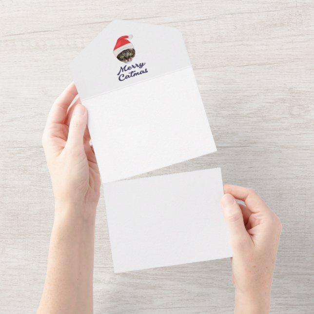 Merry Catmas, Noël Chat Santa hat Invitation (Déchirure)