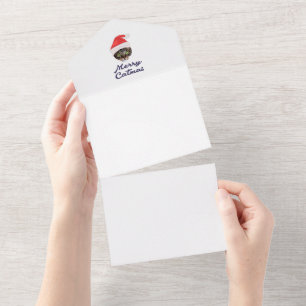 Merry Catmas, Noël Chat Santa hat Invitation