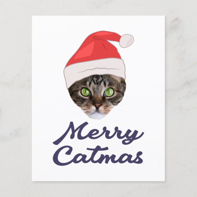 Merry Catmas, Noël Chat Santa hat Invitation (Devant)
